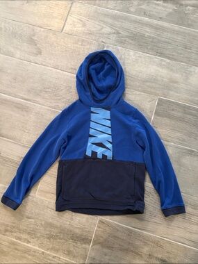 Nike Blue Two-Tone Pullover Hoodie with Light Blue Logo